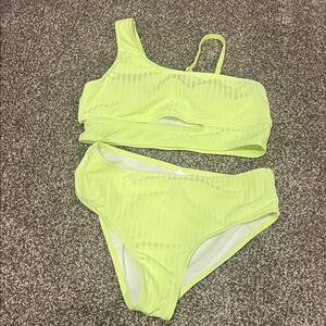 Neon Yellow One-Shoulder Bikini Set size 14 girls